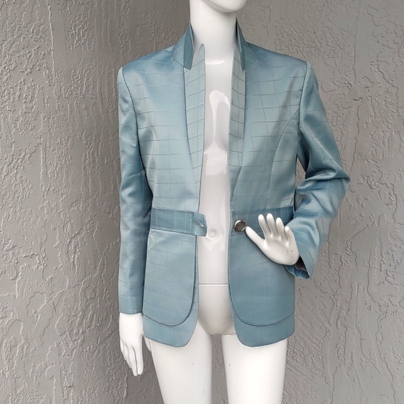 CRISEAL Dres Ladies (1) ButtonSilver Window Pane Luxury Blazer